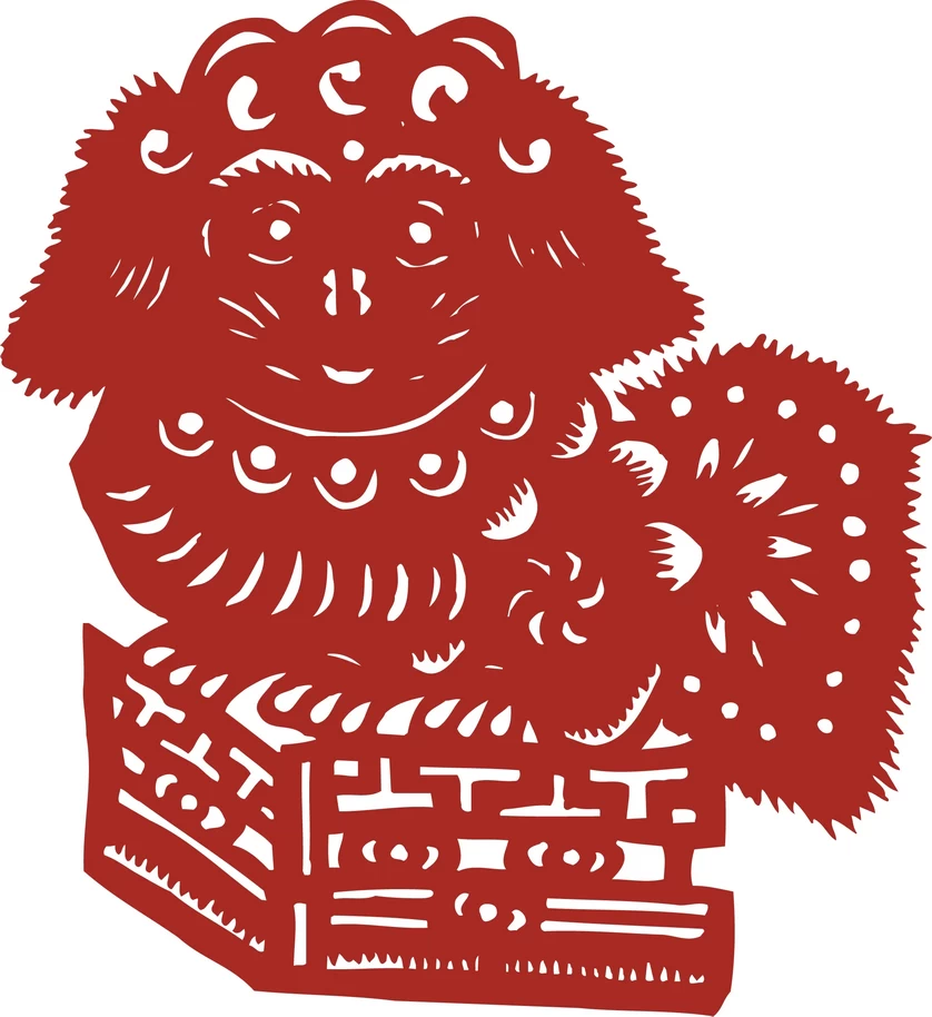 中国风中式传统喜庆民俗人物动物窗花剪纸插画边框AI矢量PNG素材【126】